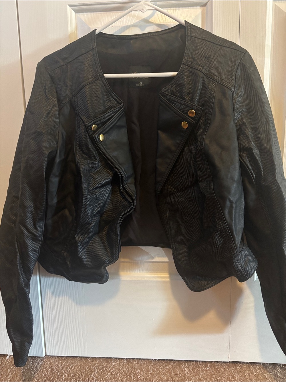Thalia Sodi Black Faux Leather Open-Front Moto Jacket